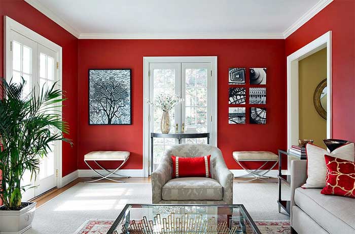 red living room colour vastu