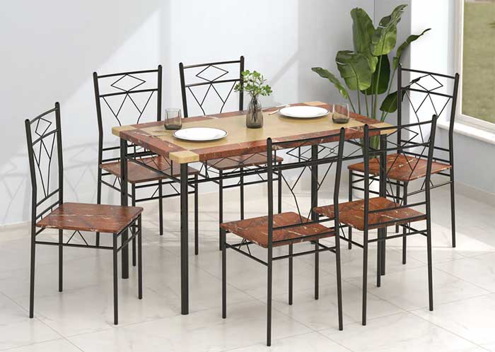 wooden steel dining table design