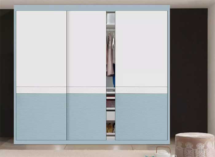 teal and white wardrobe sunmica color