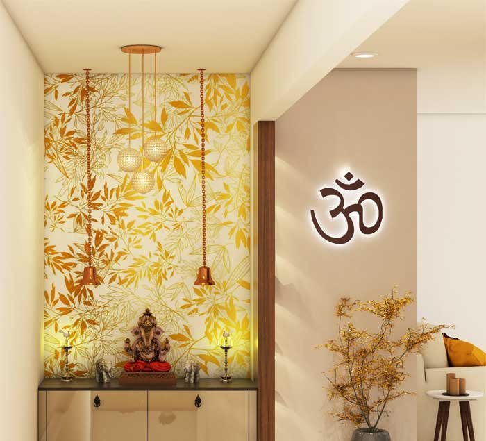 golden color pooja room vastu