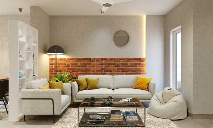 soothing 1 bhk living room interior