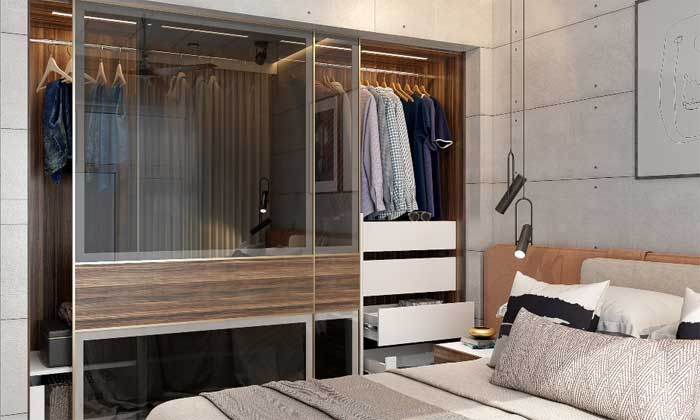 Modern 1 BHK Bedroom Wardrobe Design