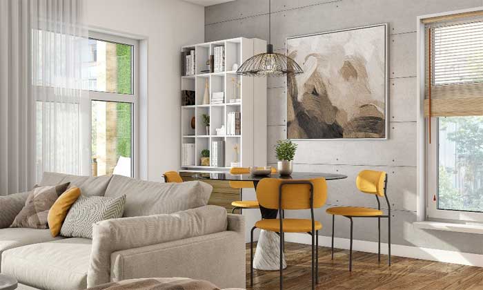 Modern 1bhk living room interior design