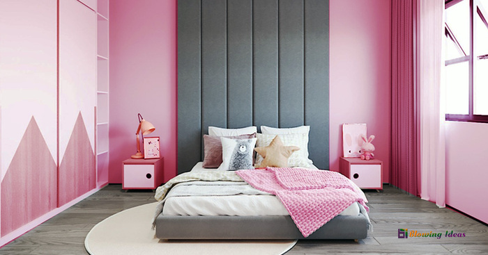 pink grey two color combination for bedroom walls