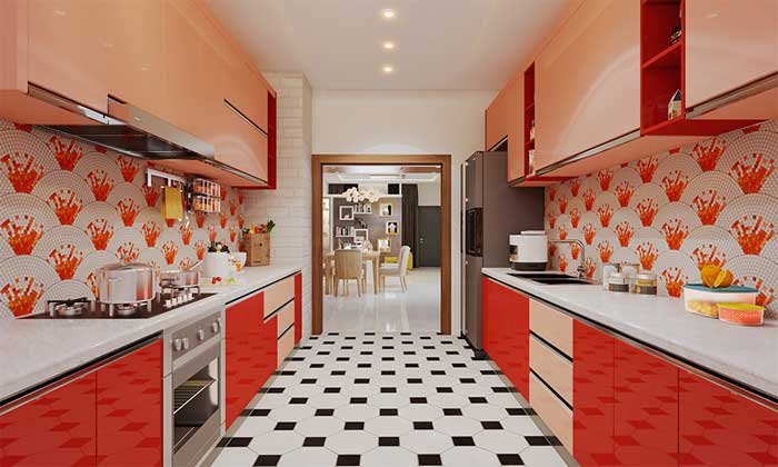 bold colors parallel modular kitchen designs