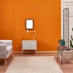 floral-white-printed-curtains-for-orange-wall