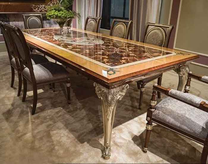 glass top royal dining table design