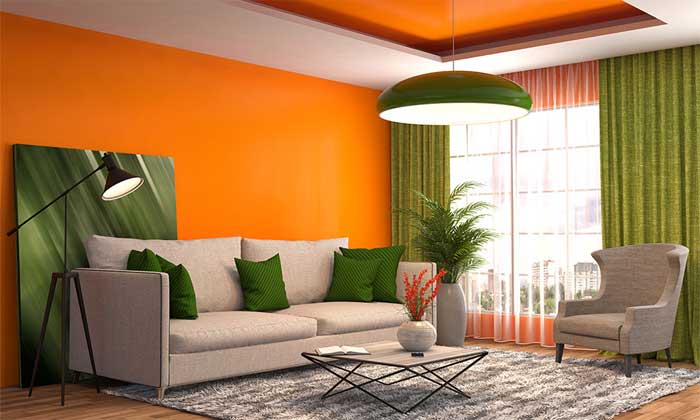 orange wall curtain matches and combination