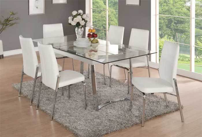 stylish glass top dining table design