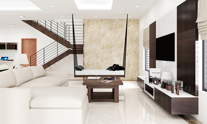white floor tiles for living room plane