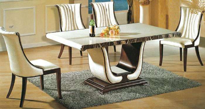 Attractive Designs for Dining Tables with Marble Tops