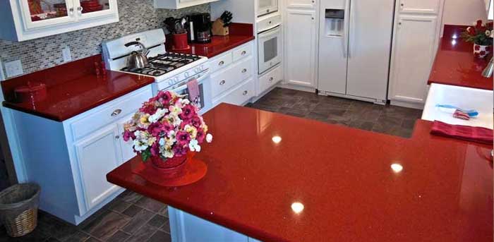 red granite countertops for kitchen