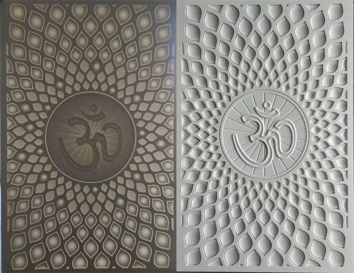 textured corian mandir designs