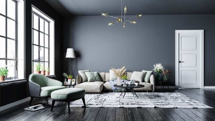 Dark And Hardwood Furniture for grey living room