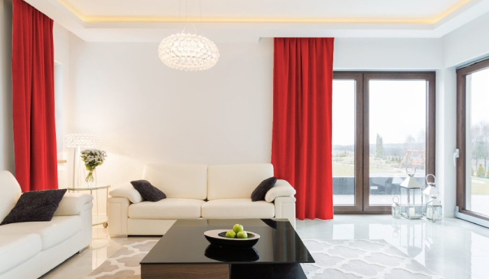 Red-Curtain-for-white wall