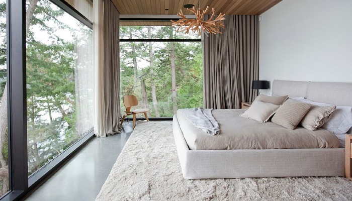 Wood and white bedroom