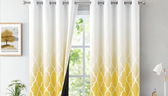 Yellow and White Curtain