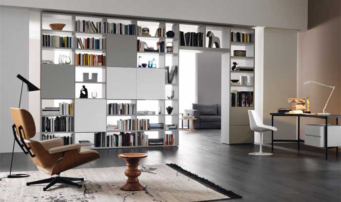 bookcase partition for living room design ideas
