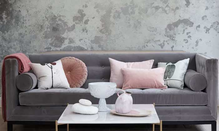 light grey pink colour combination for living room