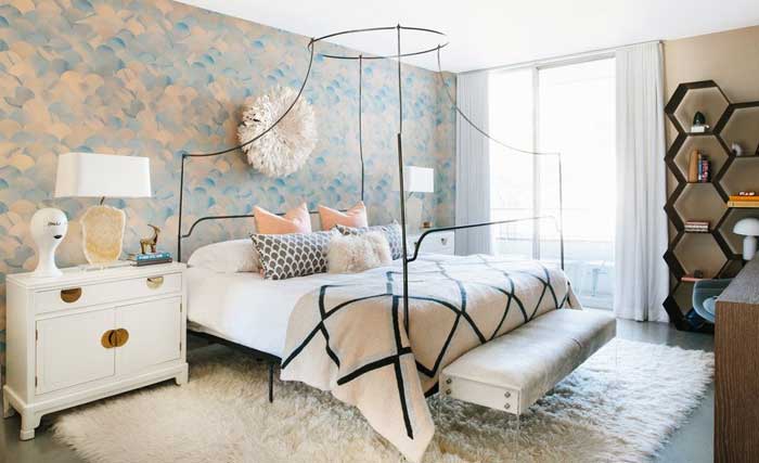 patterned bedroom wallpaper design 