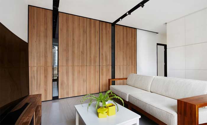 sliding door living room partition design