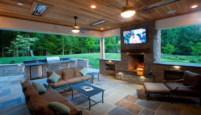 Outdoor Stone fireplace