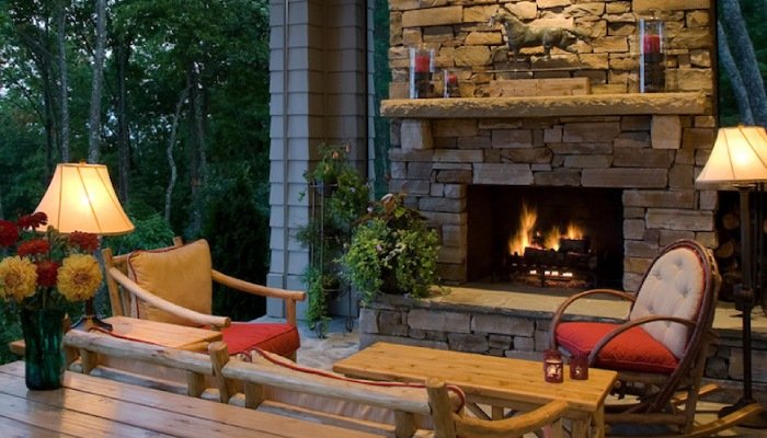 Stone Veneer Fireplace