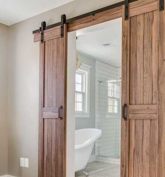 Double Barn door for bathroom