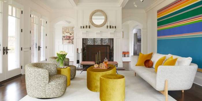 Incorporates furniture for modern retro living room