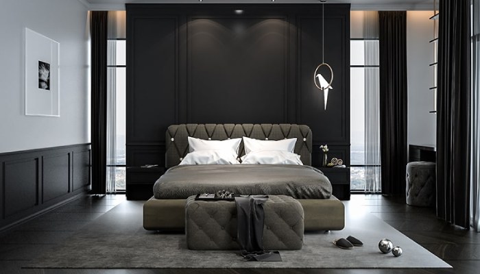 Simple Black Bedroom Design