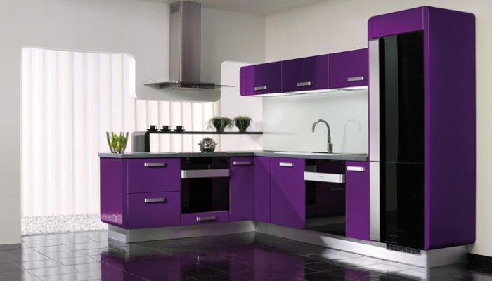 Purple Kitchen Shelves