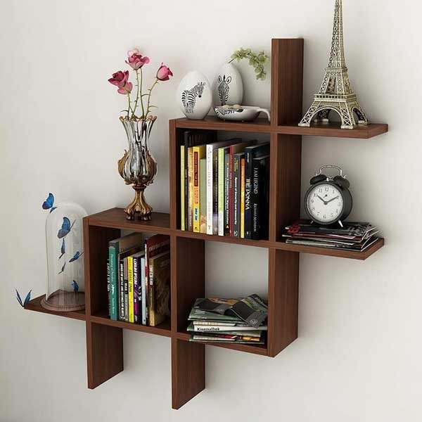 wooden cave rubic wall shelf