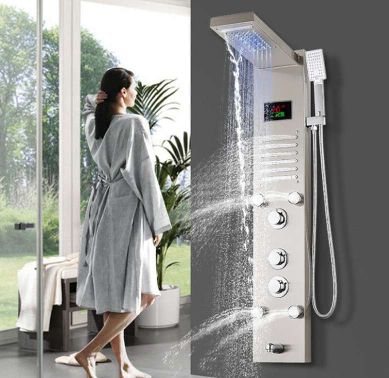 Shower panel with spa-like amenities