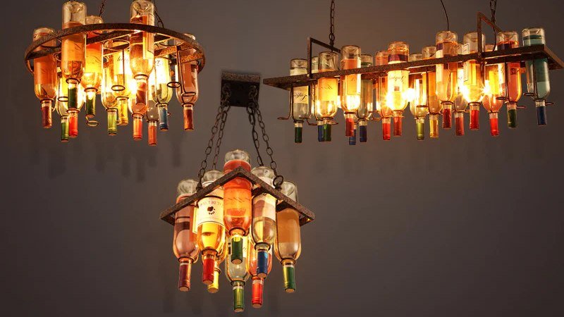 Vintage Glamour_ Wine Bottle Pendant Lights