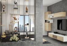Glass Showcase Designs for Modern Living Room