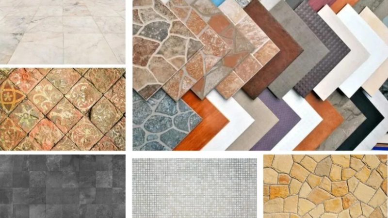 The different areas where different types of tiles can be applied