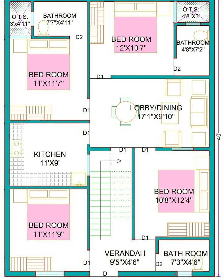 30 40 4bhk house plan east west north facing as per vastu