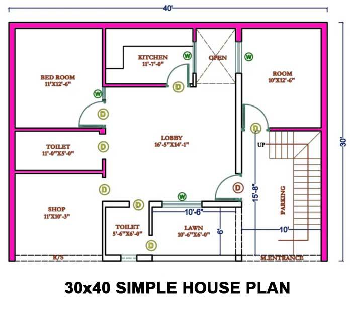 vastu friendly house plan 30 by 40 with shop