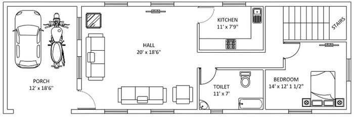 60x20 east west north south facing house plan