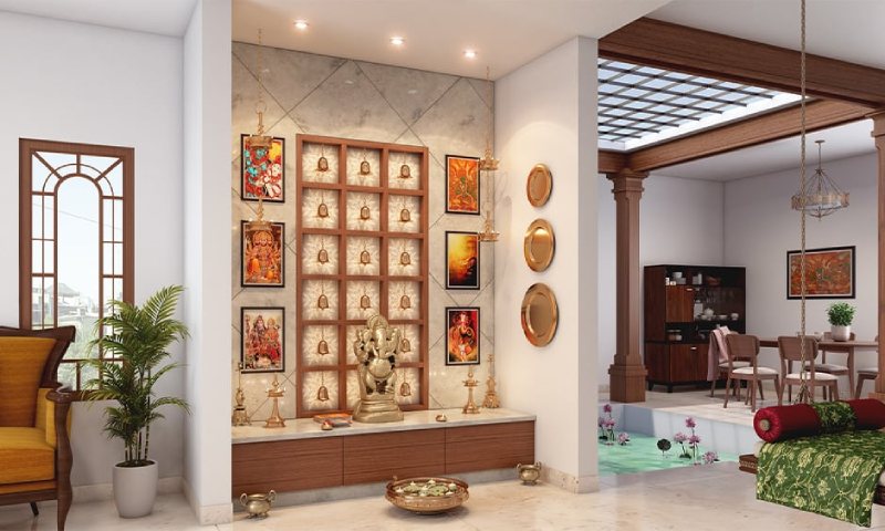 Placement of bedrooms, living area, pooja room