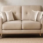 Beige Sofa with Wooden Furniture