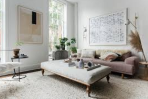 Boho Living Room with Light Grey Walls