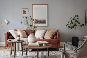 Brown Sofa with Warm Colours