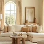 Cream Sofa with Pastel Wall Paint