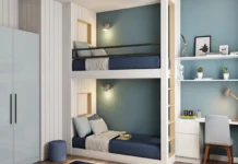 Space-Saving Loft Bed with Desk and Ladder in Smart Kids’ Room Space-Saving Loft Bed with Desk